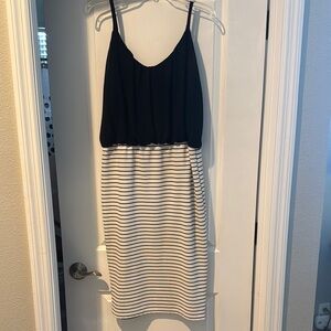 Elegant Black and White Striped Dress